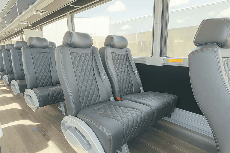 interior of Cedar Rapids Shuttle Bus Rentals charter bus